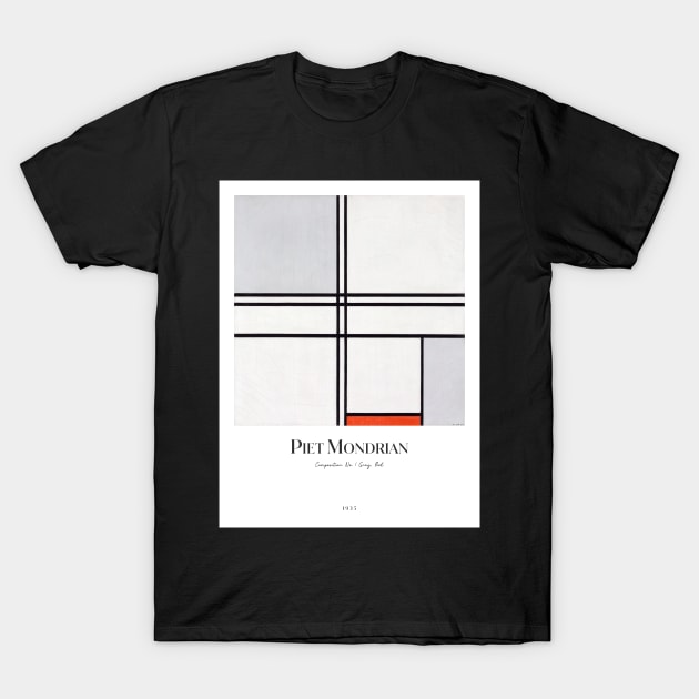Composition No. 1 Gray-Red with text T-Shirt by MurellosArt